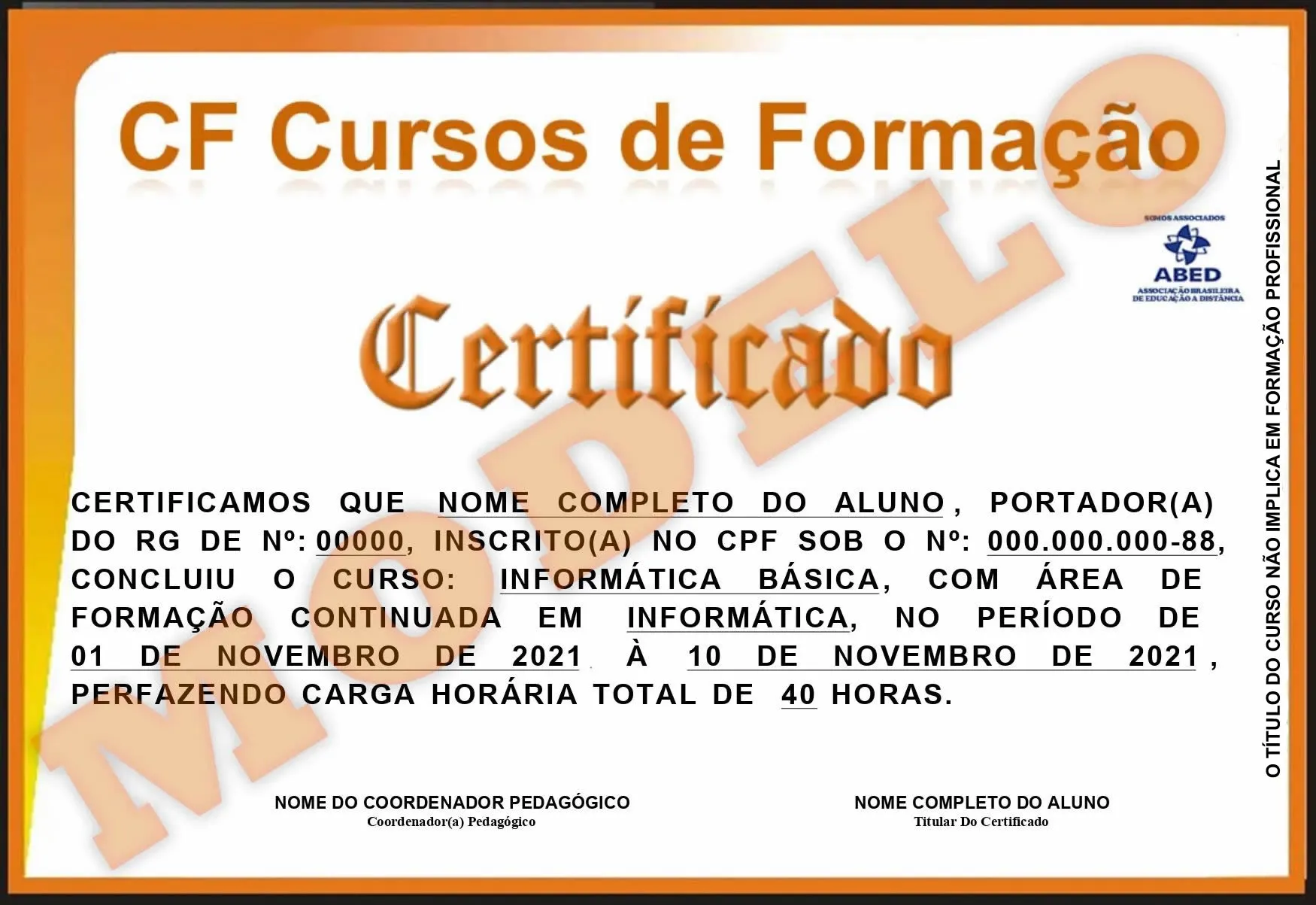 Nosso Certificado Frente
